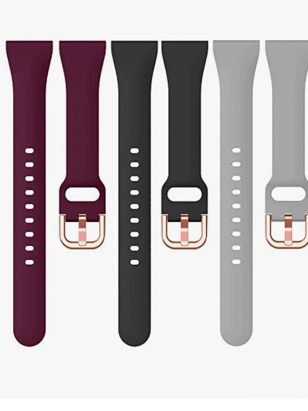Silicone Replacement Watch Bands - Gray, Black & Burgundy (3-Pack) NIB